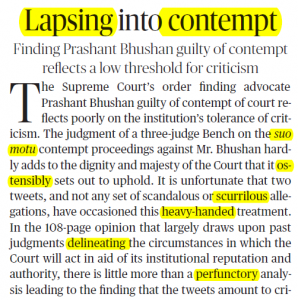 The Hindu Editorial Vocabulary- Lapsing into Contempt | 17 August_3.1