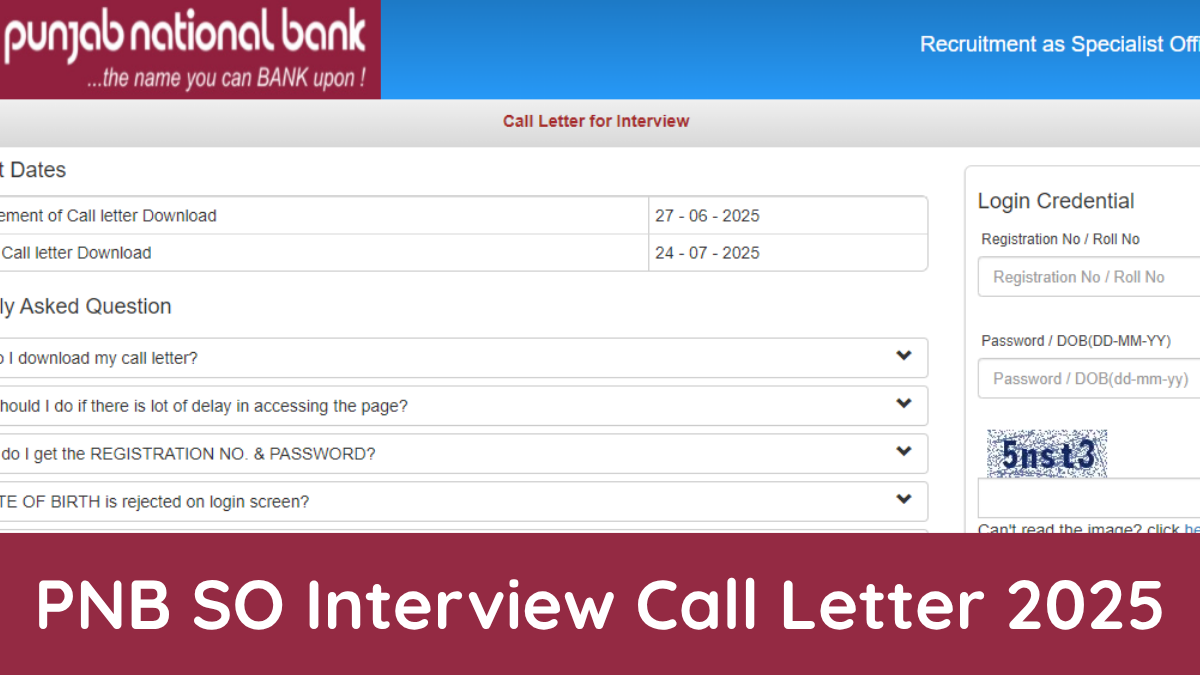 PNB SO Interview Call Letter 2025