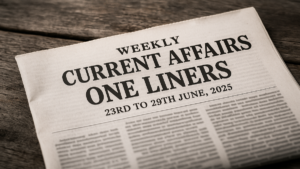 Weekly Current Affairs One Liners 23rd to 29th June, 2025