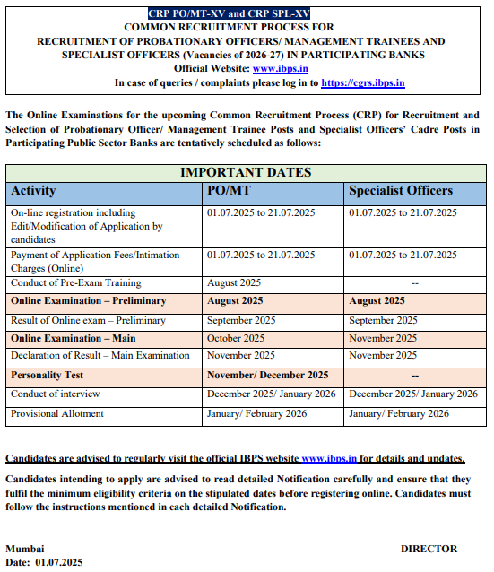 IBPS SO Notification 2025 Out for 1007 Posts, Check Official PDF_3.1