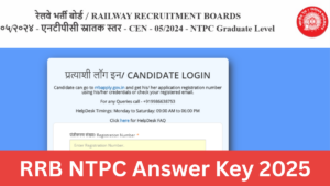 RRB NTPC Answer Key 2025 Out, Check Graduate Level CBT 1 Responses