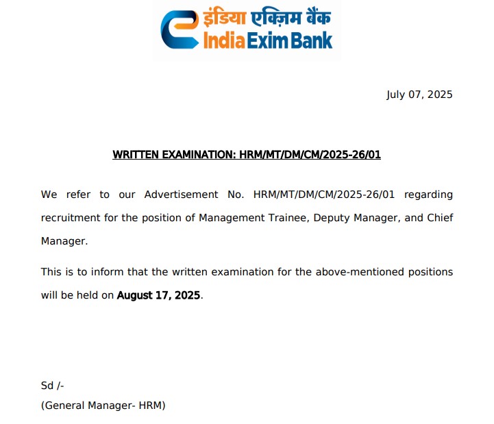 Exim Bank Exam Date 2025 Out, Check Exam Schedule_3.1