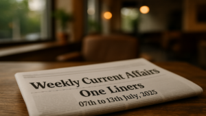 Weekly Current Affairs One Liners 07th to 13th July, 2025