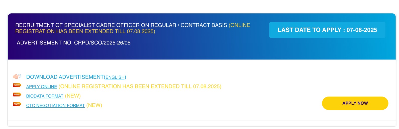 SBI SO Recruitment 2025 Apply Online Date Extended 