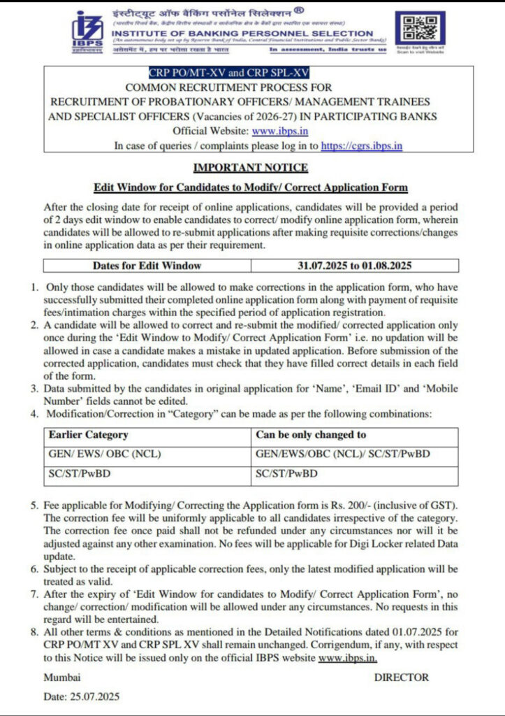 IBPS SO 2025 Notification Out, Exam Date (Revised), 1007 Posts and Eligibility_3.1
