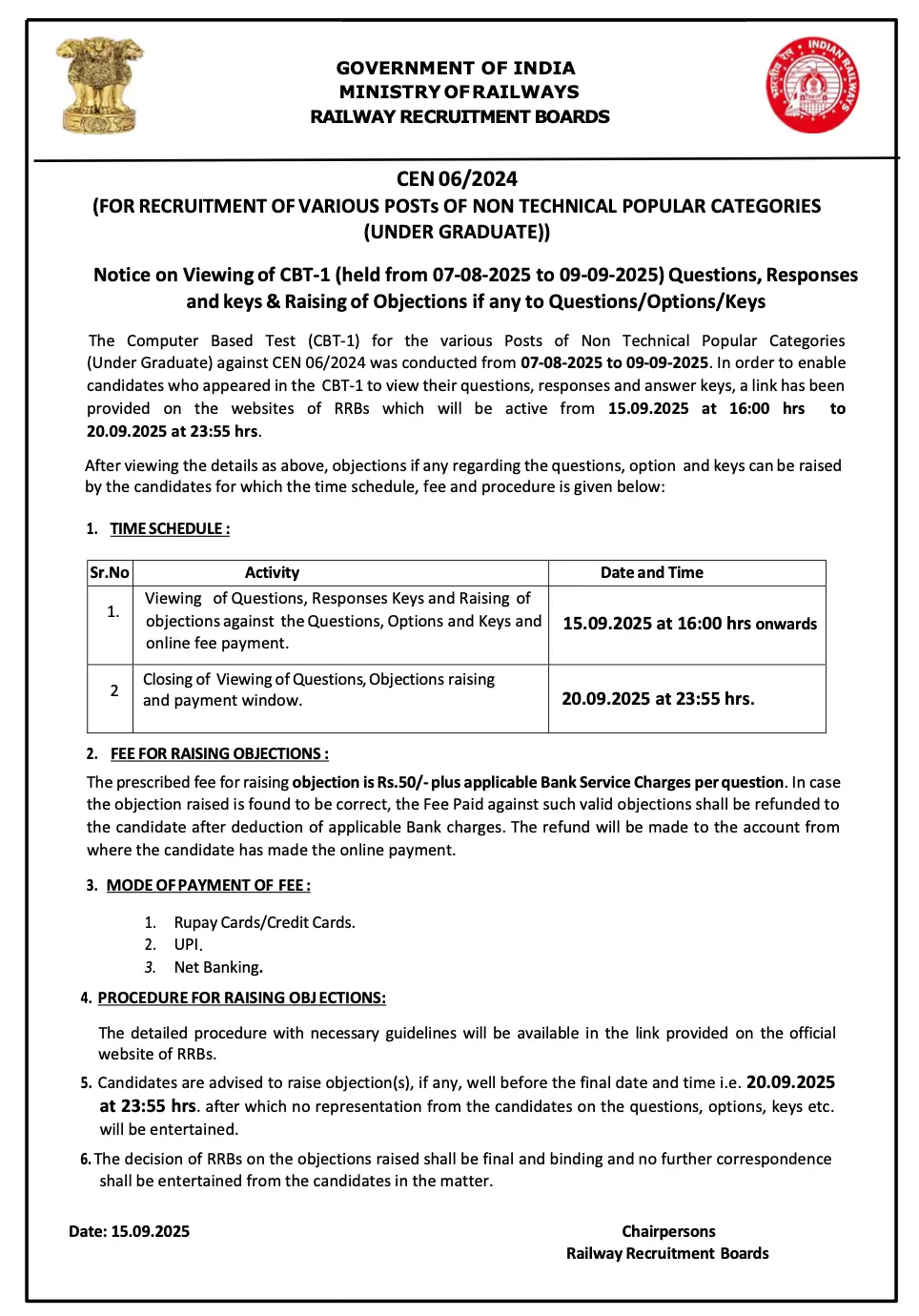RRB NTPC Undergraduate Answer Key 2025 Out, Download 12th Level Response Sheet PDF_3.1