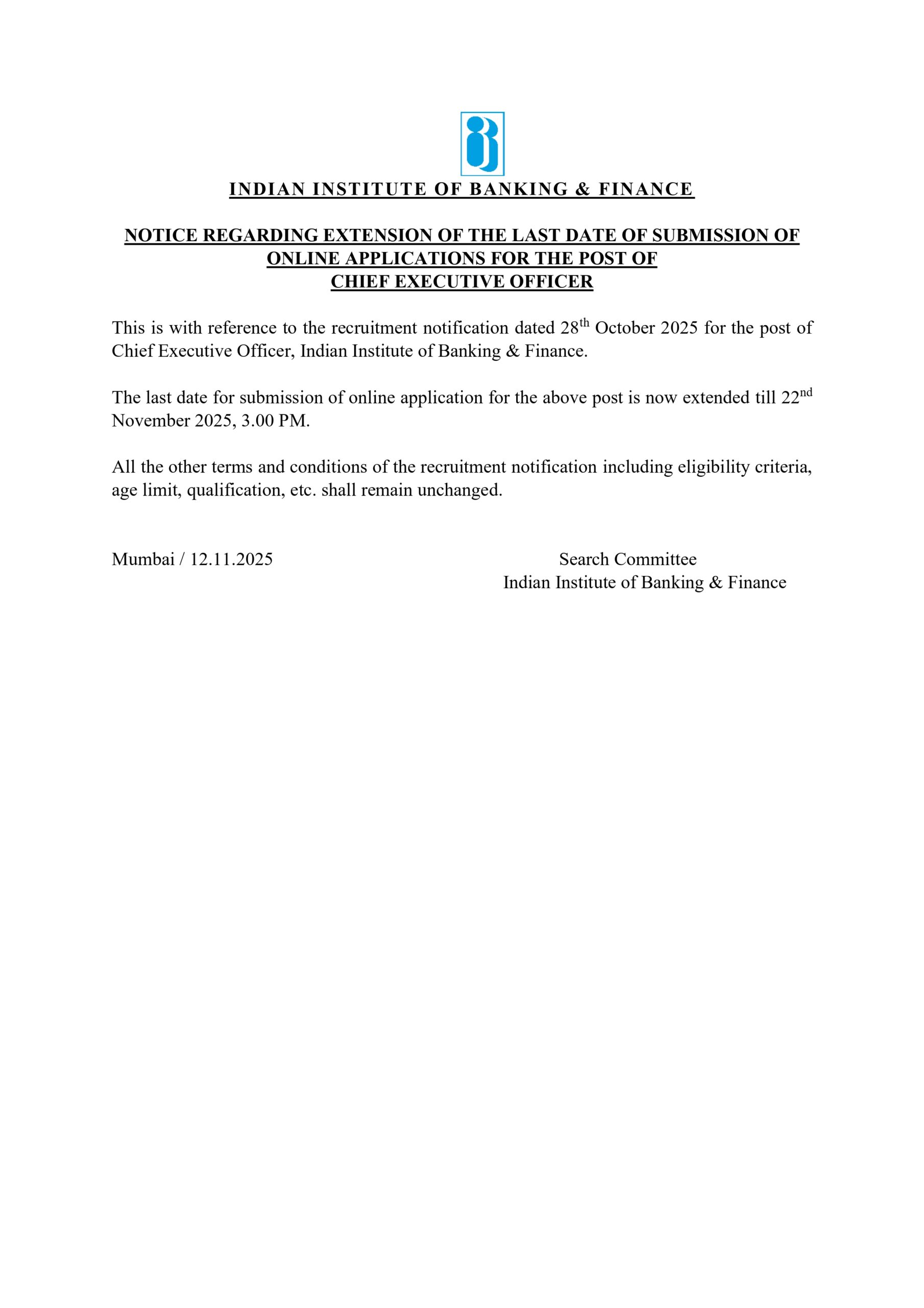 IIBF CEO Recruitment 2025