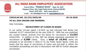 AIBEA Confirms 19,942 Clerk Vacancies