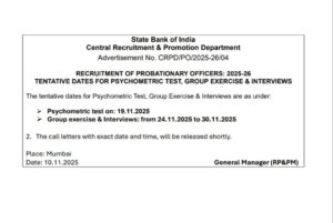 SBI PO interview dates