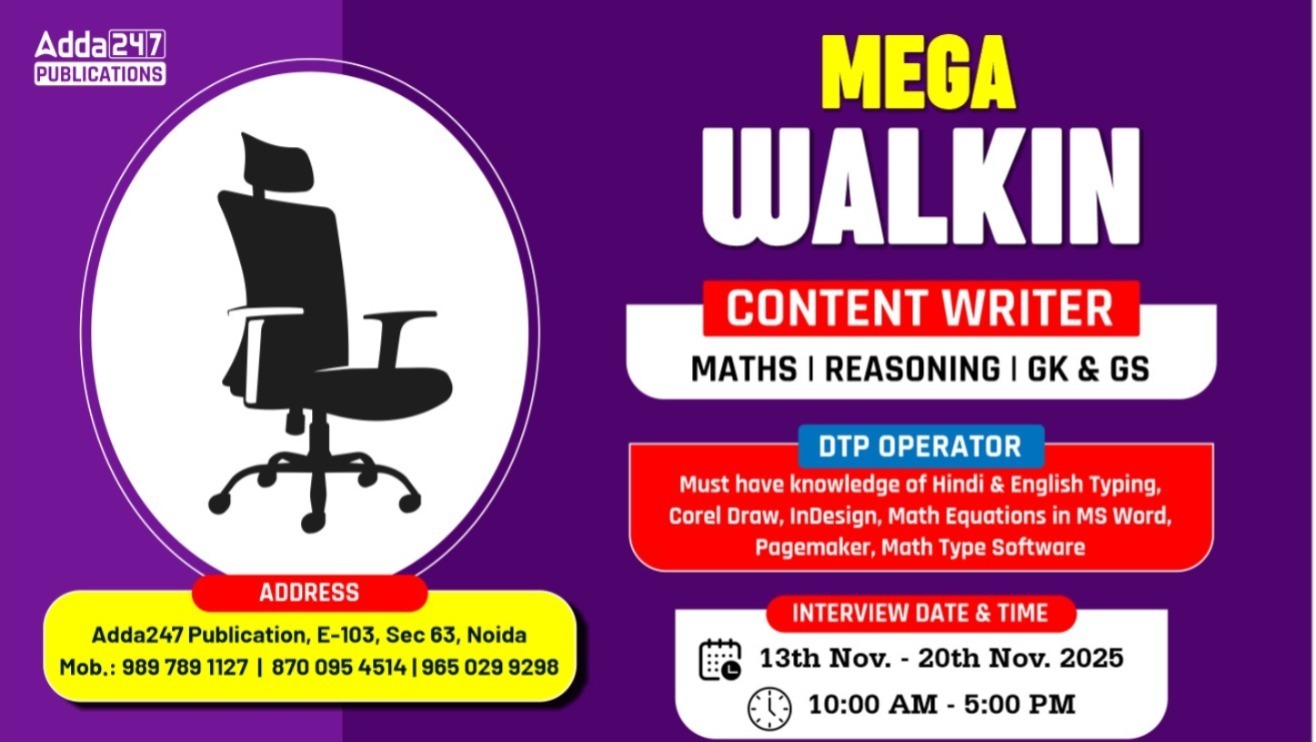 Adda247 Mega Walk-in, Content Writer and DTP Operator