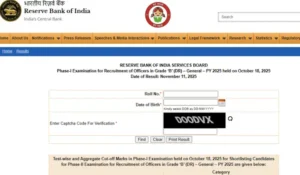 RBI Grade B Score Card 2025