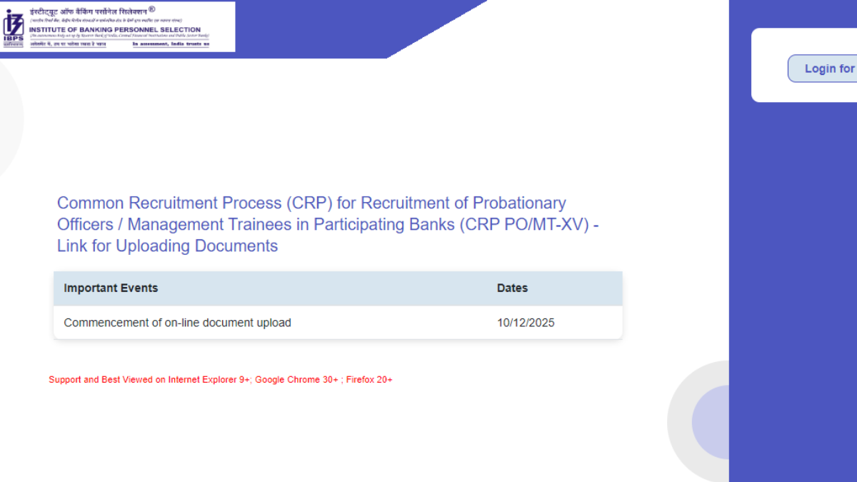 IBPS PO Document Uploading Link 2025 Activated