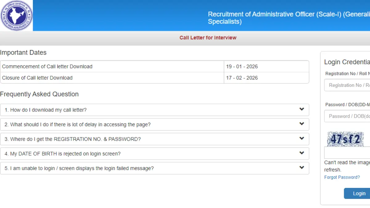NIACL AO Interview Call Letter 2026