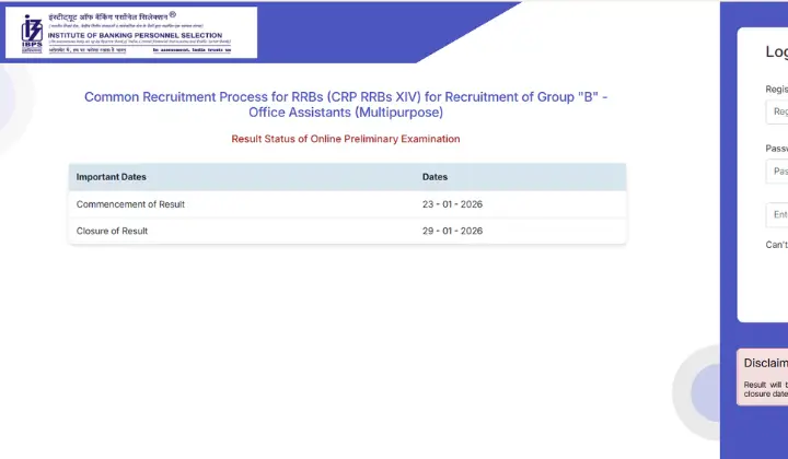 IBPS RRB Clerk Result 2025-26