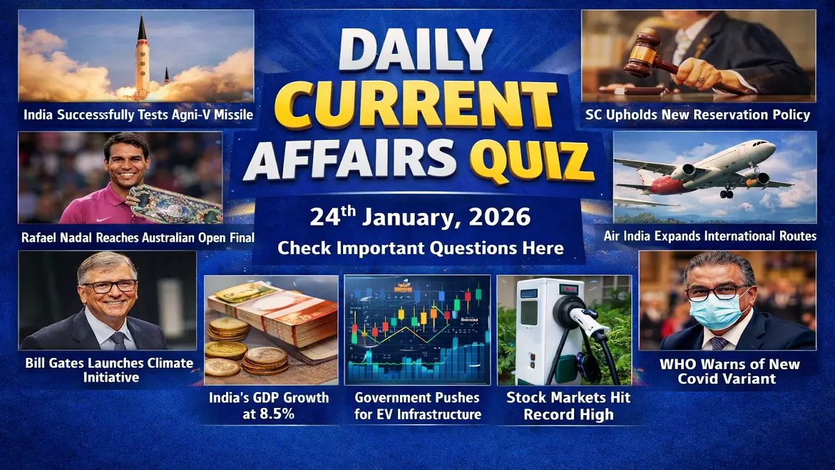 Daily Current Affairs Quiz 24th January, 2026 Check Important Questions Here