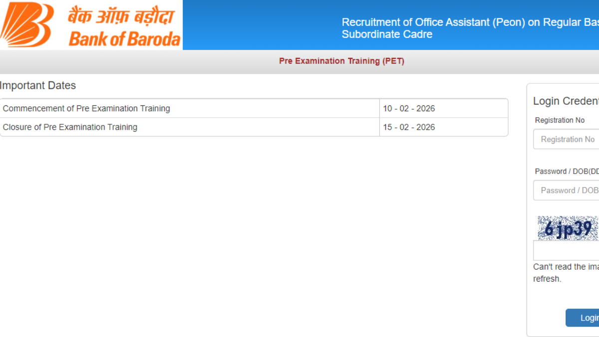 Bank of Baroda Office Peon PET Call Letter 2026