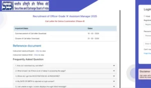 SEBI Grade A Phase 2 Admit Card 2026
