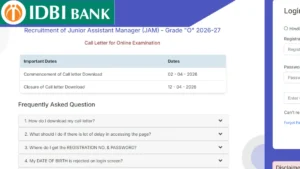 IDBI Admit Card 2026