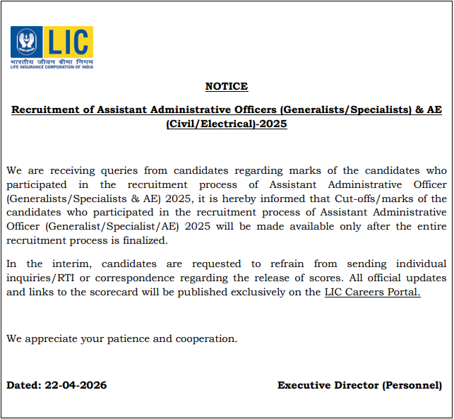 Why LIC AAO 2025-26 Marks Are Delayed? Check Official Notice_3.1