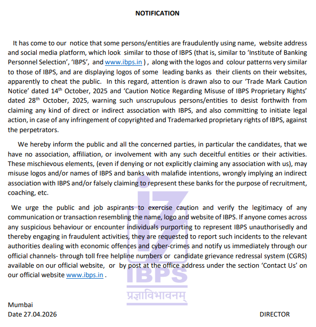 IBPS Fraud Alert 2026: Official Warning Against Fake Website and Logos – Home_3.1