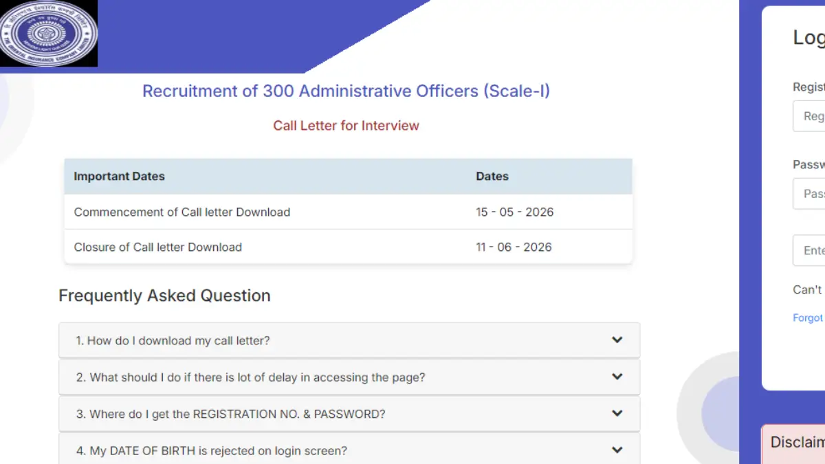 OICL AO Interview Call Letter 2026
