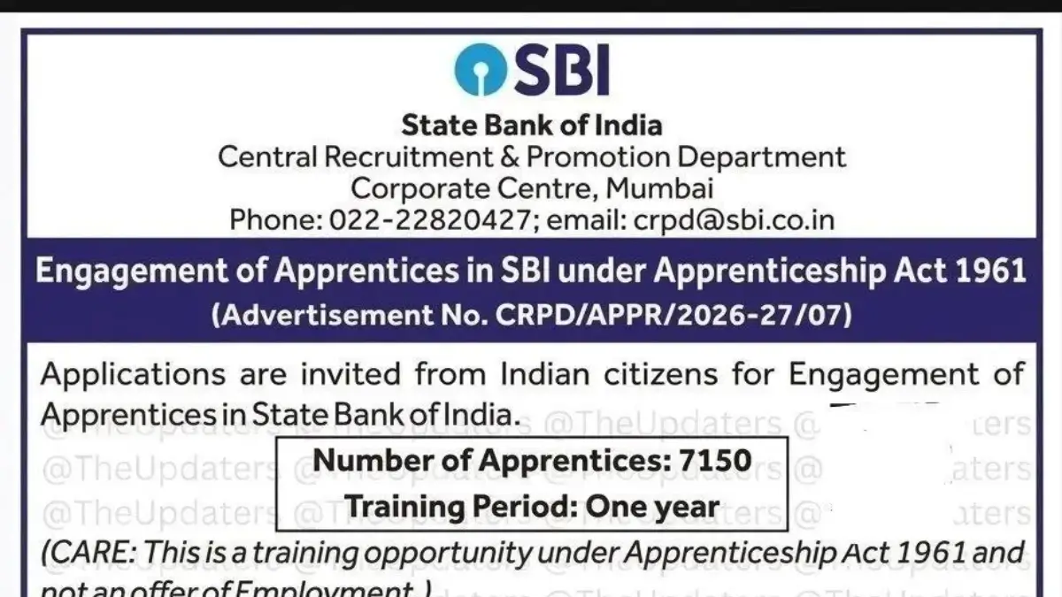 SBI Apprentice Recruitment 2026