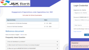 J&K Bank Apprentice Admit Card 2026