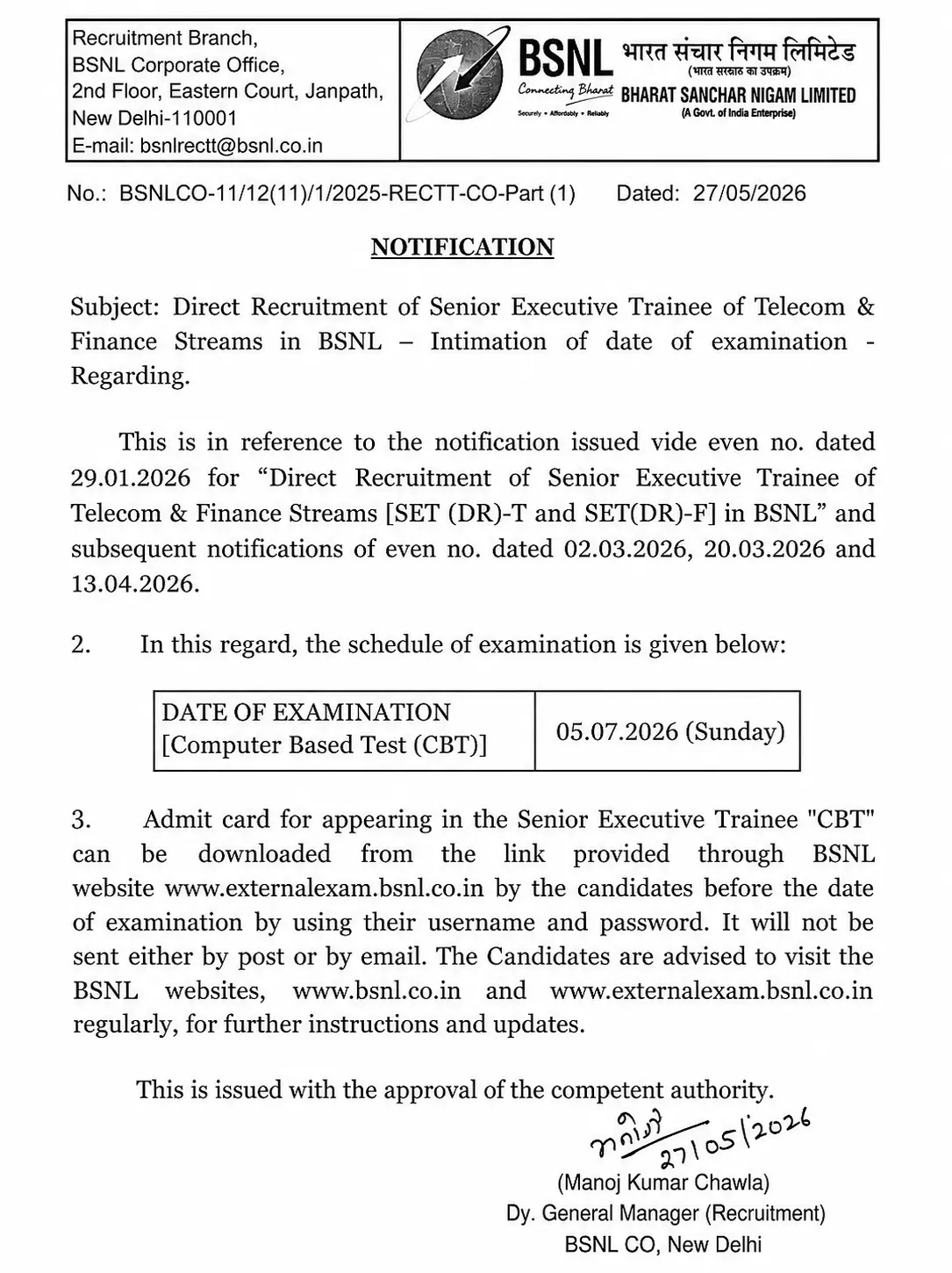 BSNL-SET-Exam-Date-2026-Notice