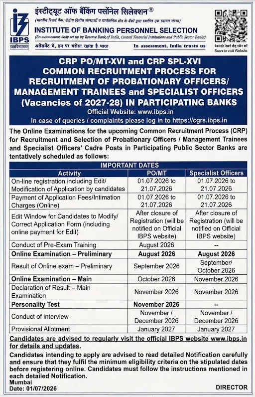 IBPS SO Recruitment 2026 Notification Out, Apply Online Starts from 1st July – Home_3.1
