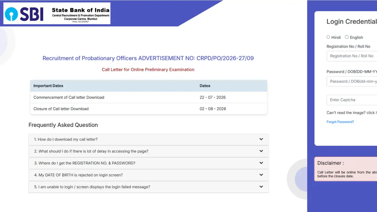 SBI PO Admit Card 2026