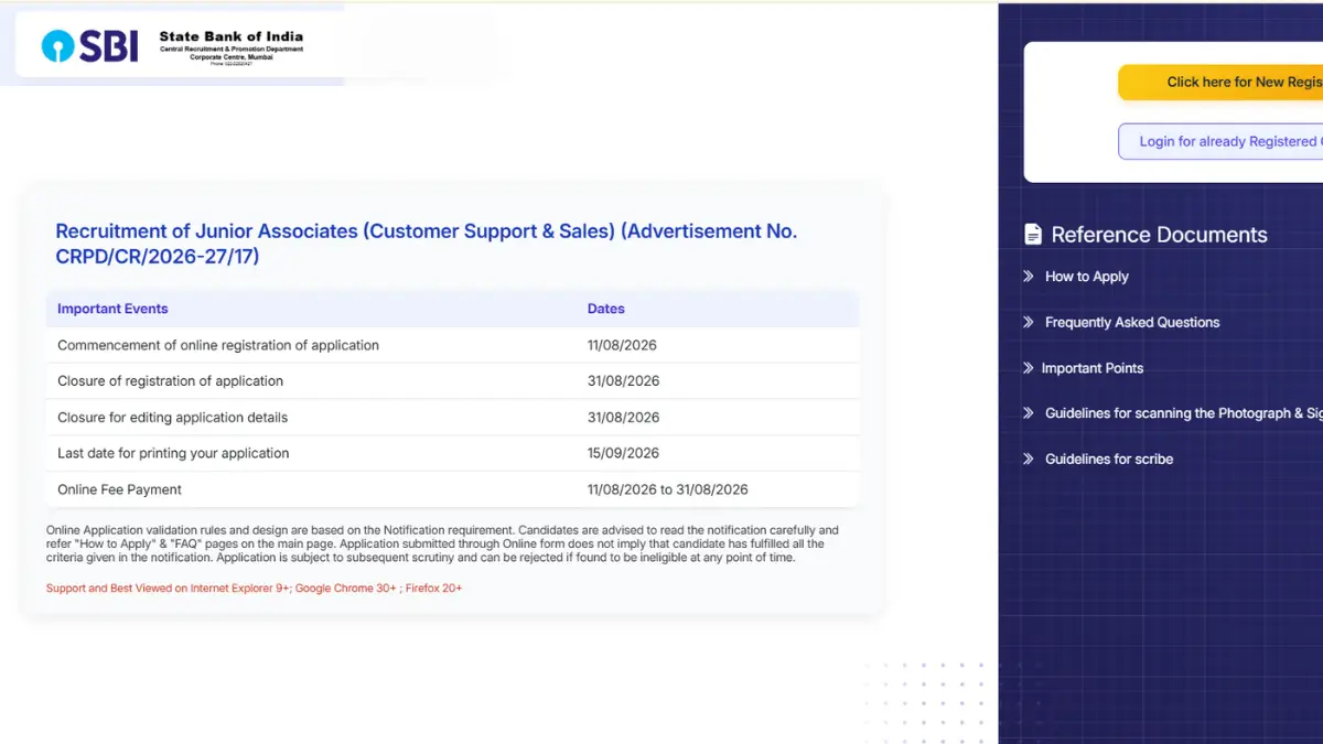 SBI Clerk Apply Online 2026