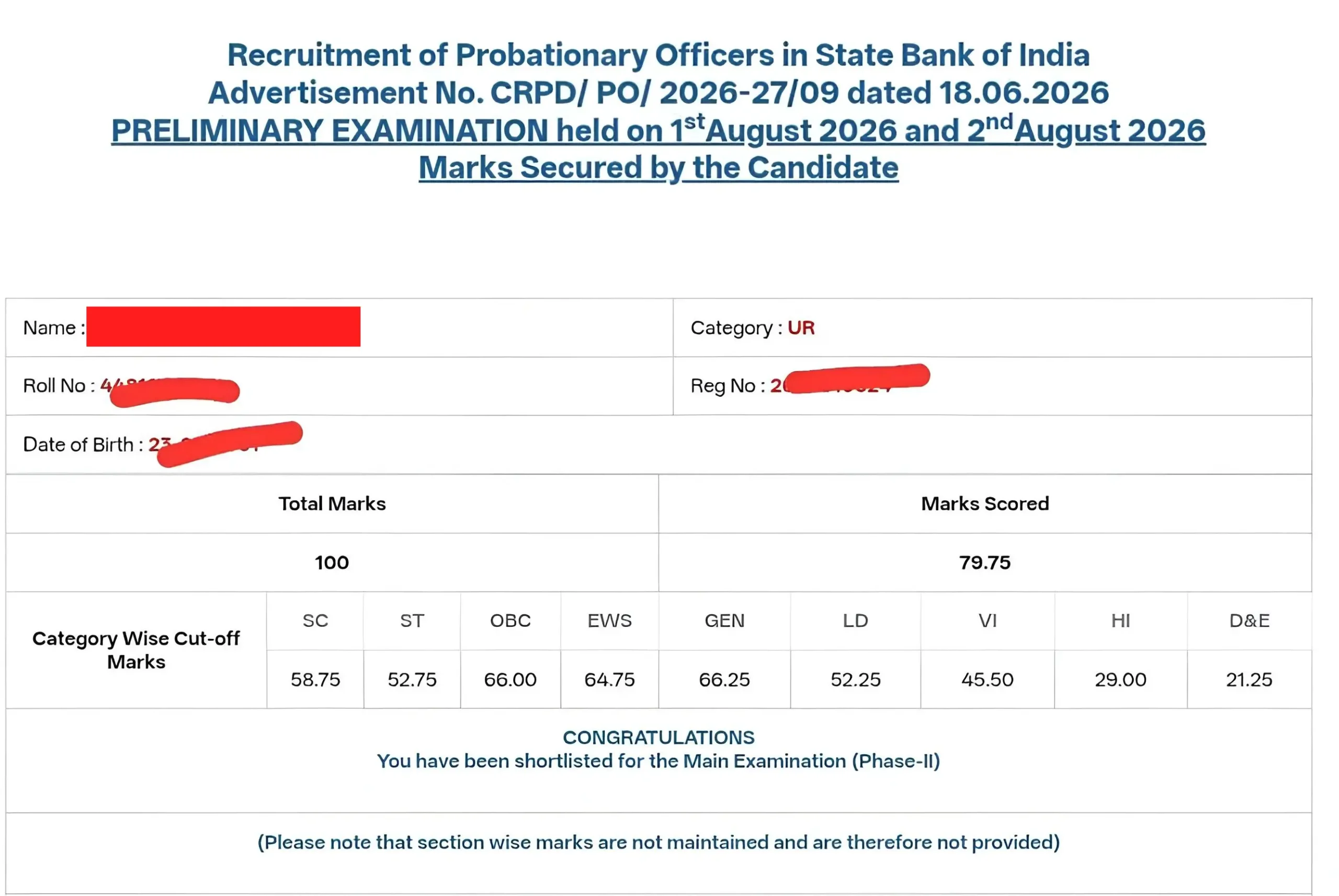 SBI PO Score Card 2026 Out, Check Prelims Exam Mark-Sheet – Home_3.1