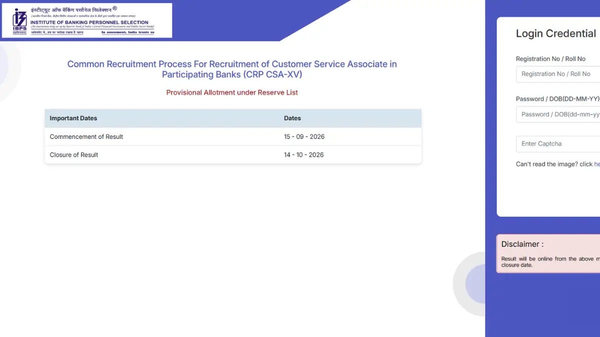 IBPS Clerk Reserve List 2026 Out