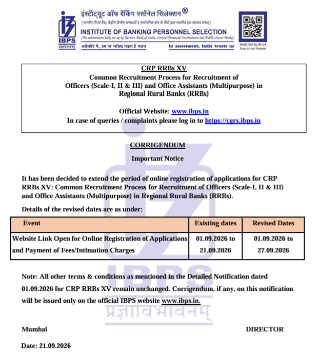 IBPS RRB Apply Online Last Date Extended till 27 September 2026, Check Official Notice – Home_3.1