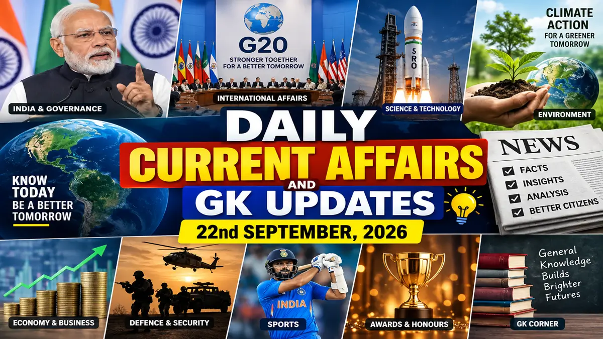 Daily Current Affairs and GK Updates (22nd September, 2026)