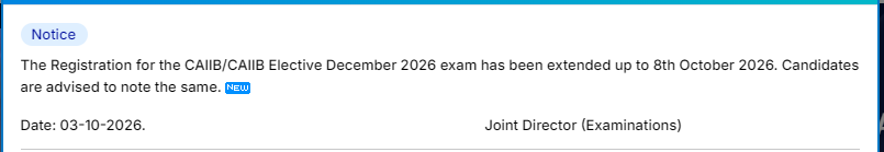 CAIIB Registration 2026, Last Date Extended For December Cycle – Home_3.1