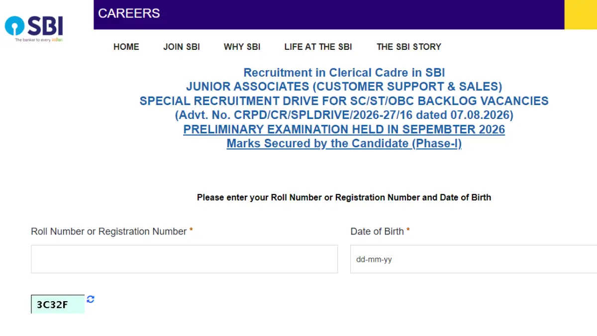 SBI Clerk Prelims Result 2026 Out @sbi.bank.in for Backlog Vacancies, Download Result PDF