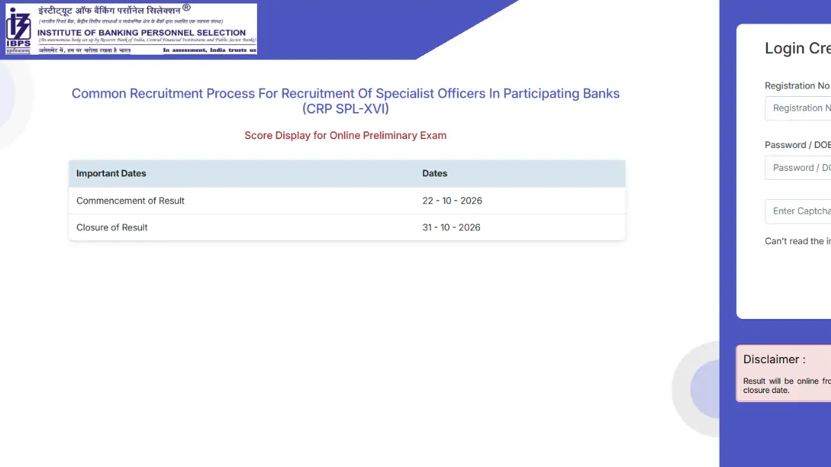 IBPS SO Score Card 2026
